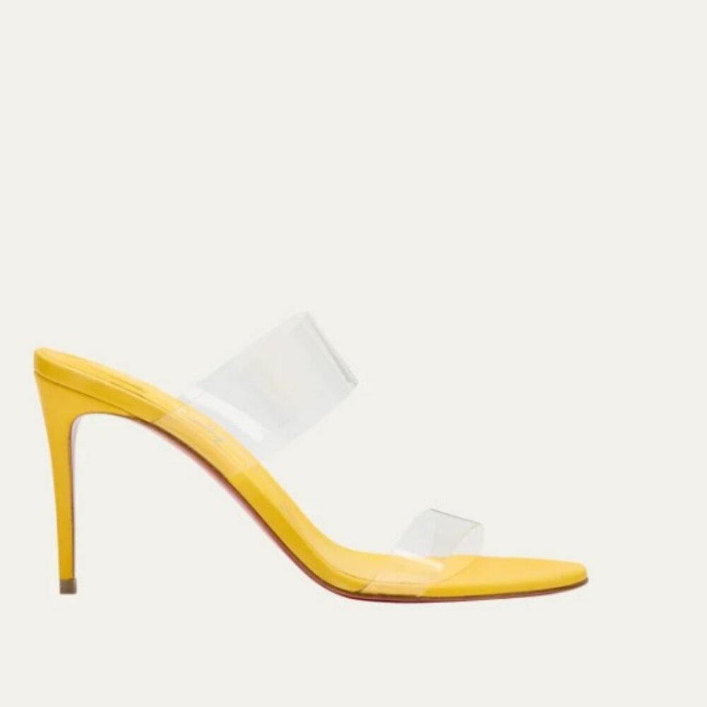CHRISTIAN LOUBOUTIN JUST NOTHING CLEAR SLIDE MULE SANDALS YELLOW SIZE 38.5 NWT - Picture 3 of 7